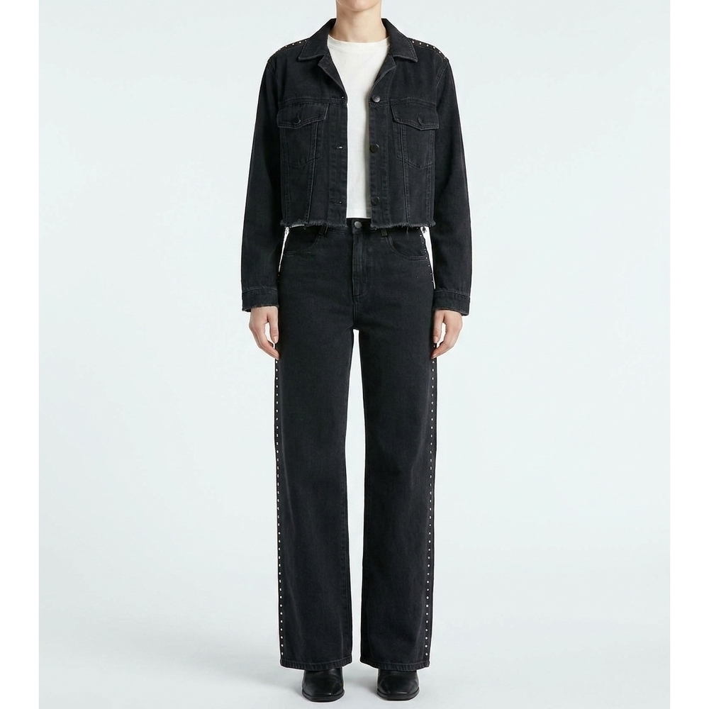 NEW BELLA DAHL anya studded jacket in moon shadow wash